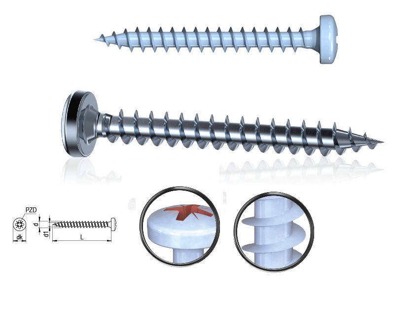 Spanplattenschrauben Pan Head R2 Vollgewinde